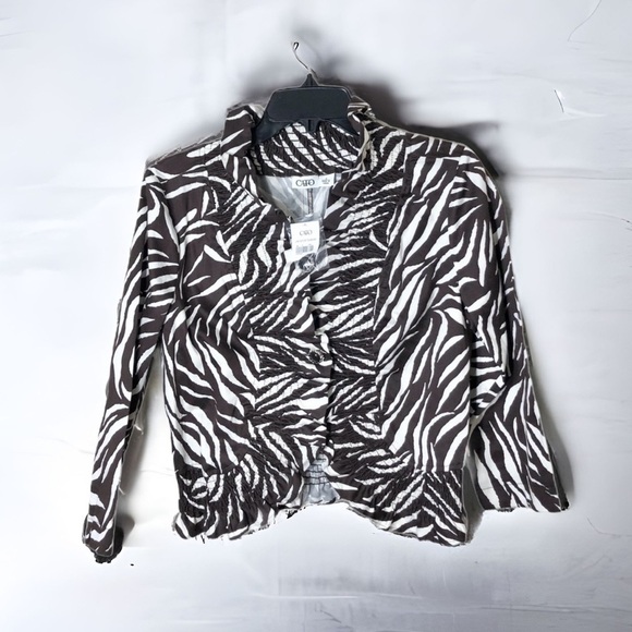 Cato Animal Print Shrug Brown White NWT Small - Picture 1 of 8